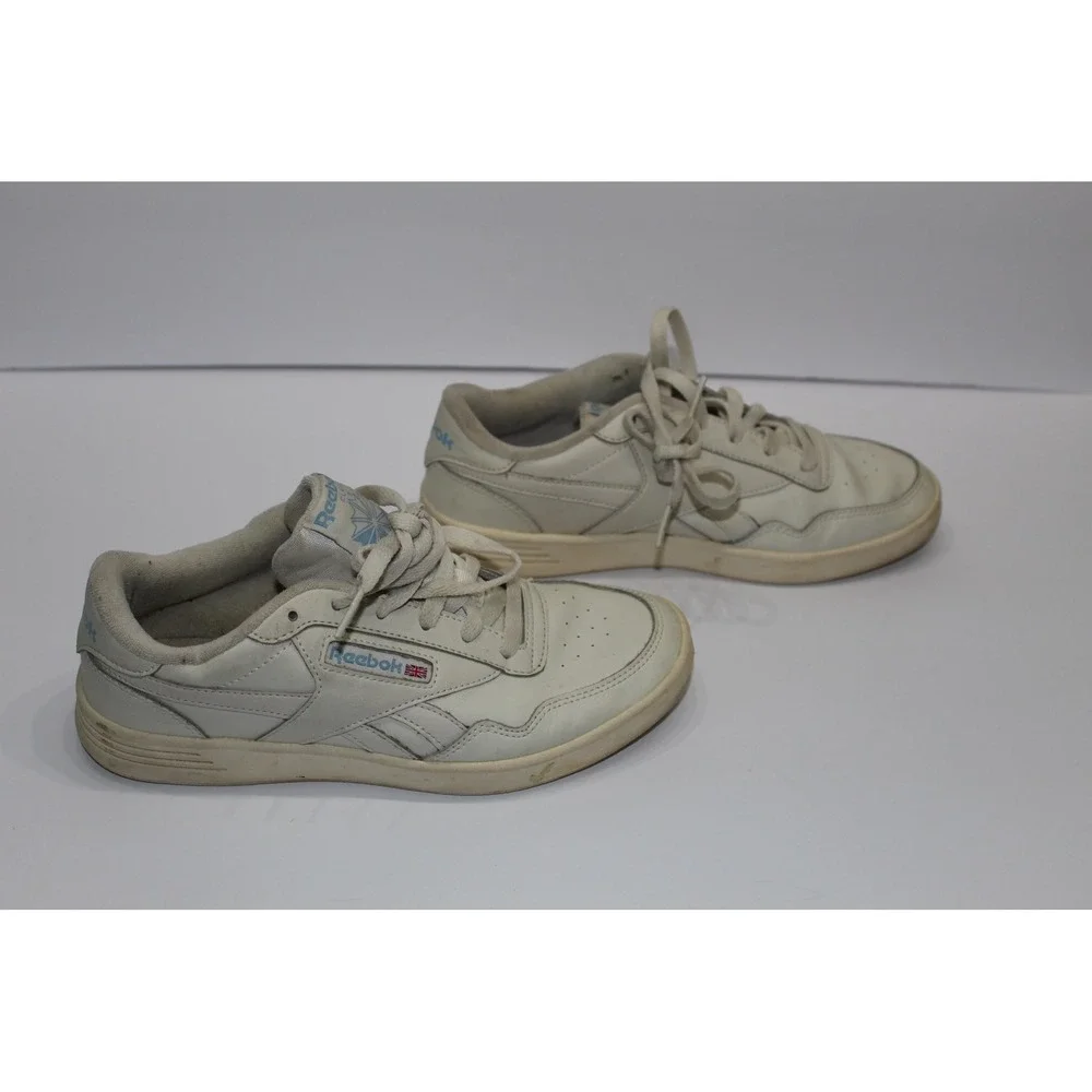 Reebok Classic Club C Women 8 Leather Low Top Sneakers Cream Blue FZ3878